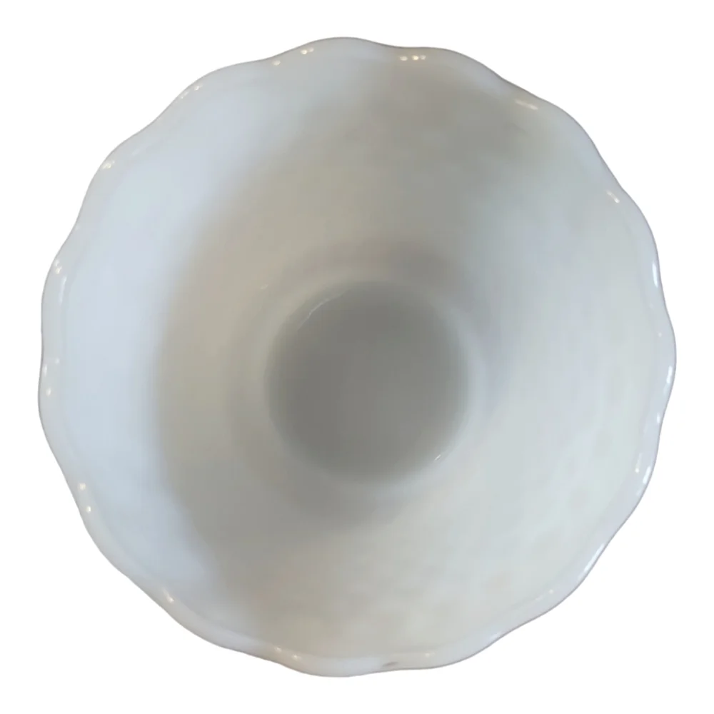 Vtg Anchor Hocking Fire King Hobnail Milk Glass Vase / Planter / Candy 5-1/4